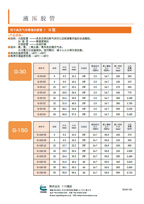 高压燃气管道用G型胶管