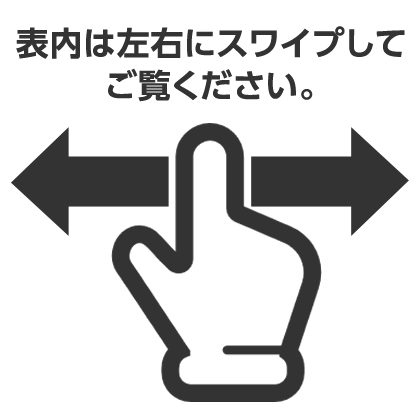 表内は左右にスワイプしてご覧ください。